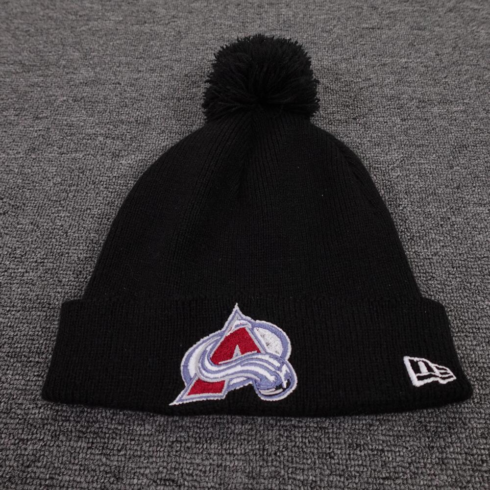 Colorado Avalanche Hat Beanie Mens One Size Black NHL Hockey Pom Knit New Era